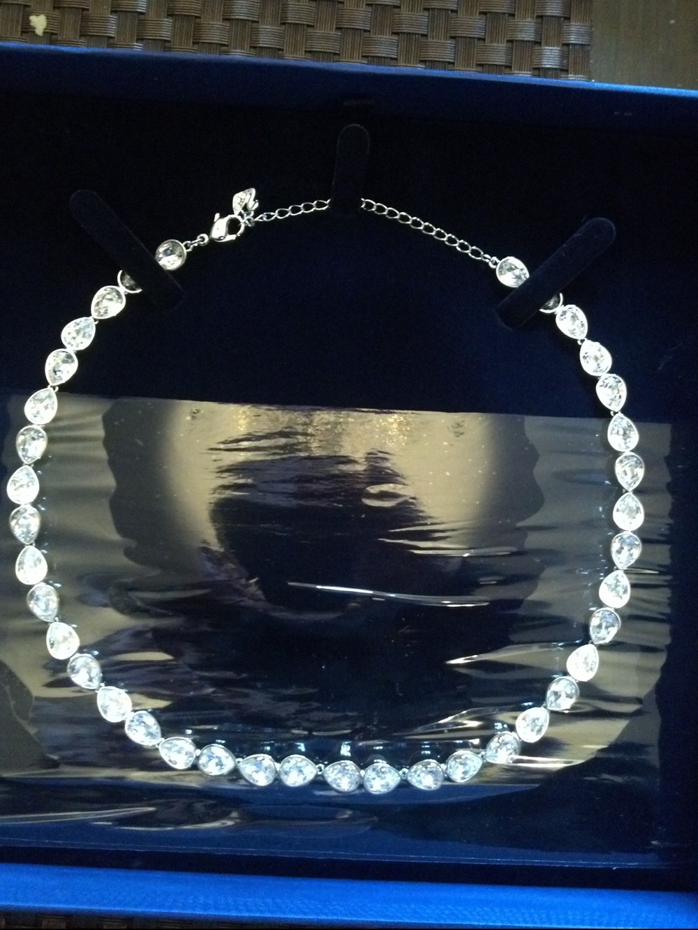 Vintage Swarovski Clear Crystal pear tennis Necklace and Drop Earrings Set